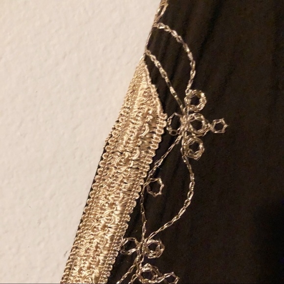 Emma Caine brown metallic gold trim tunic blouse - Picture 5 of 16